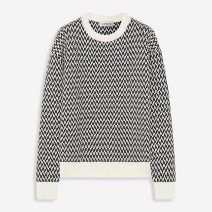 Lanvin Curb Herringbone Crewneck Sweater in Merino Wool