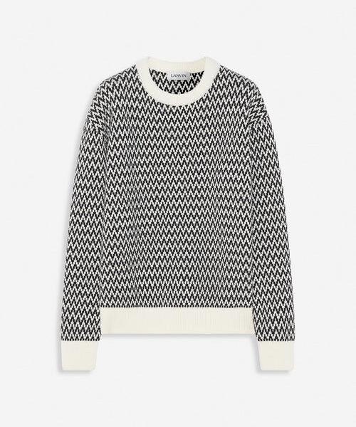 Lanvin Curb Herringbone Crewneck Sweater in Merino Wool