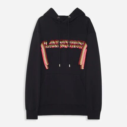 Oversized Embroidered Lanvin Curb Lace Hoodie Black