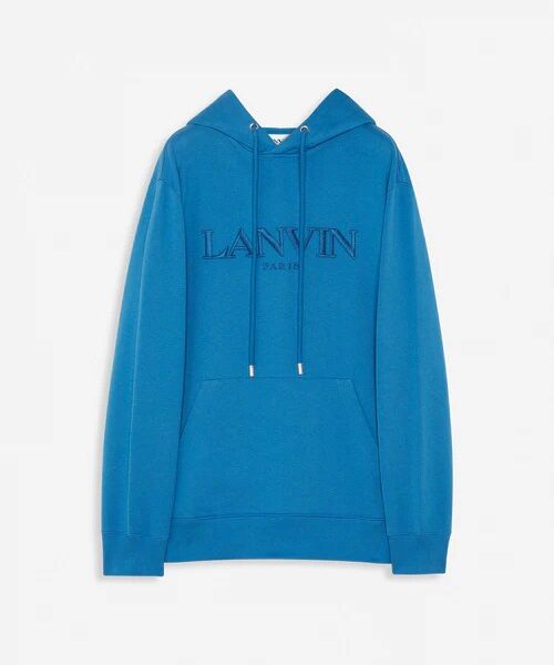 Oversized Embroidered Lanvin Paris Hoodie Blue