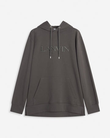 Oversized Lanvin Paris Embroidered Hoodie Grey