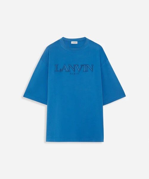 Oversized Lanvin Paris Embroidered T Shirt Blue