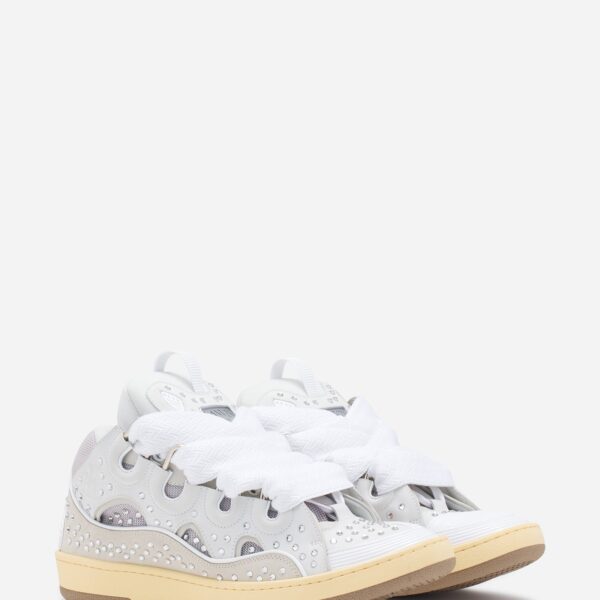 CURB LEATHER SNEAKERS WITH RHINESTONES