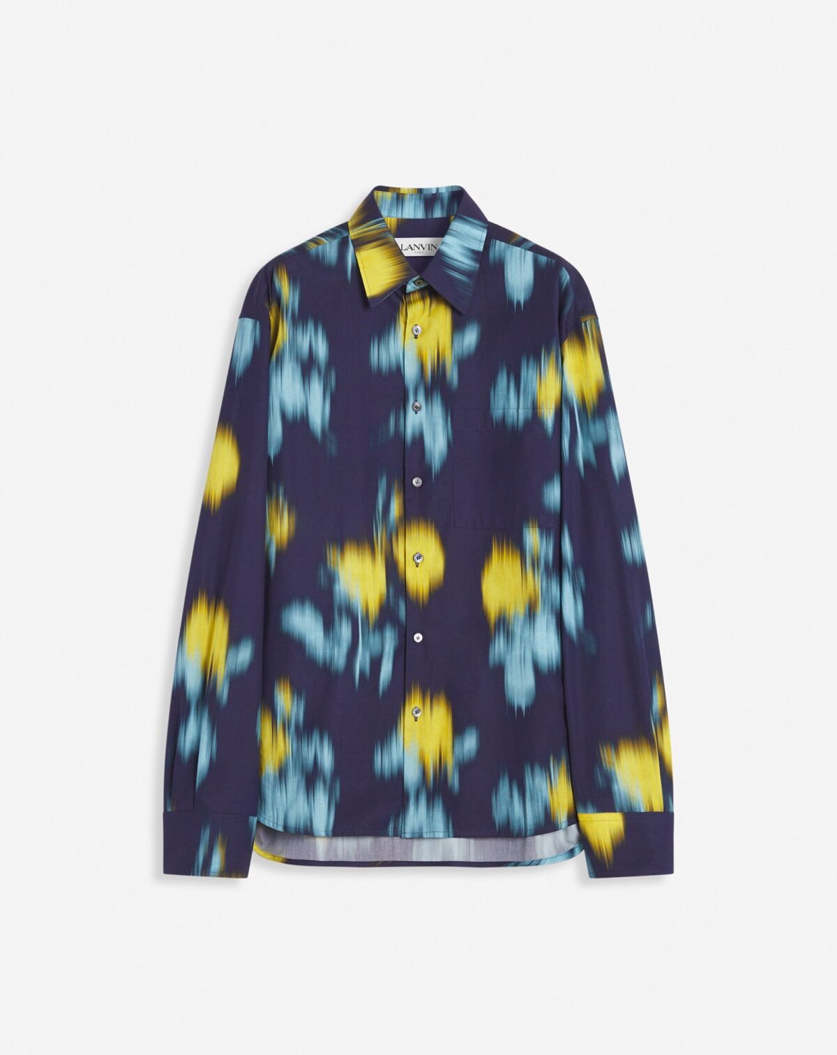 BLURRED FLORAL PRINT LOOSE-FITTING SHIRT