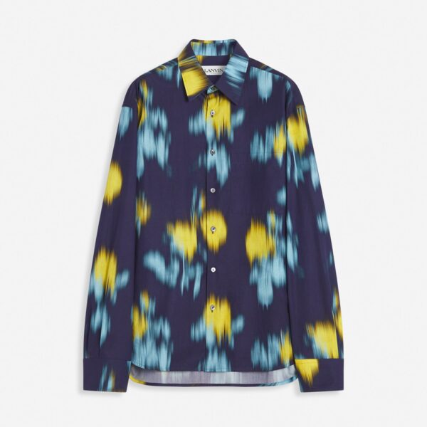 BLURRED FLORAL PRINT LOOSE-FITTING SHIRT
