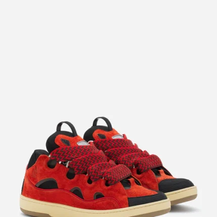 Red Lanvins Leather Curb Sneakers