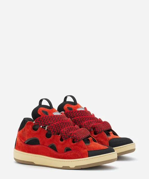 Red Lanvins Leather Curb Sneakers